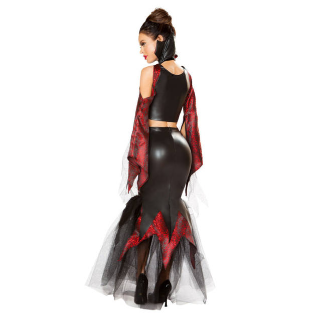 Halloween Vampire Costume Black Queen Masquerade Fancy Dress PQ99043
