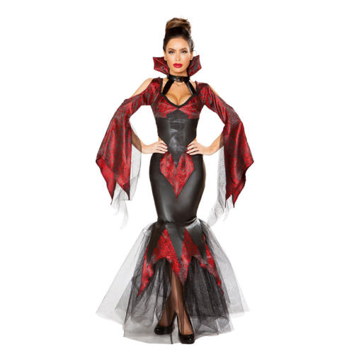 Halloween Vampire Costume Black Queen Masquerade Fancy Dress PQ99043