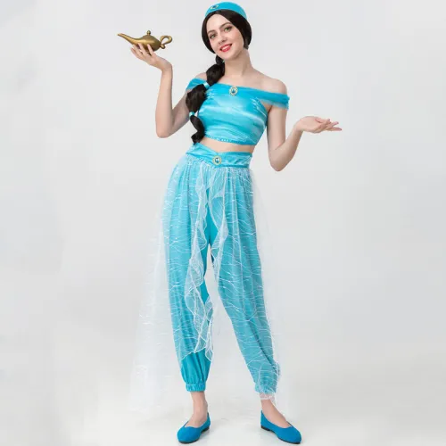 Woman WonderfulLamp Fancy Dress Aladdin Lamp Costume Arabian Nights Outfit PQ17500