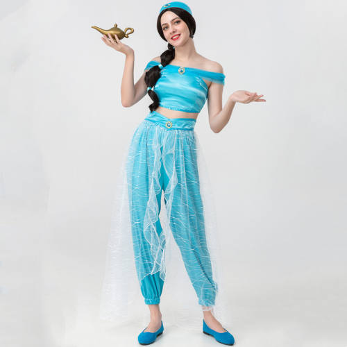 Woman WonderfulLamp Fancy Dress Aladdin Lamp Costume Arabian Nights Outfit PQ17500
