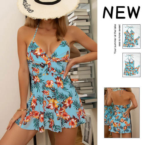 Floral Print Two-Piece Separates Women Retro Swimming Costumes Female Bathers PQ1130