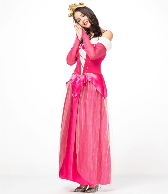 Pink Princess Cosplay Costume Halloween Fancy Dress Woman Carnival Fairy Tale Outfit PQ2889