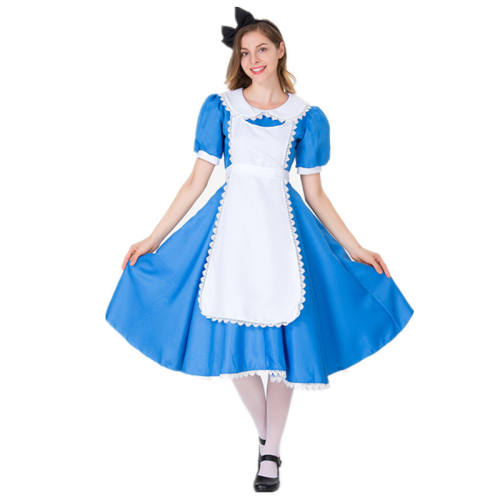 Alice in Wonderland Costume Carnival Maid Fancy Dress Halloween Cosplay Outfit PQ9078