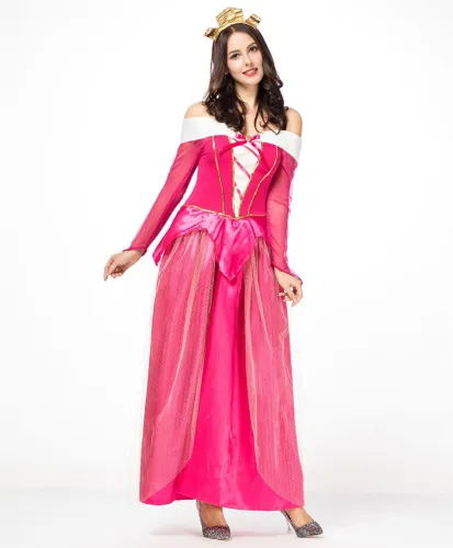 Pink Princess Cosplay Costume Halloween Fancy Dress Woman Carnival Fairy Tale Outfit PQ2889