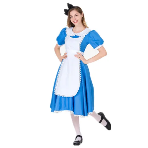 Alice in Wonderland Costume Carnival Maid Fancy Dress Halloween Cosplay Outfit PQ9078
