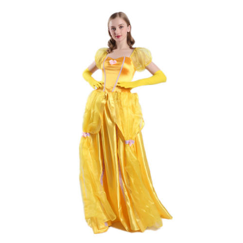 Fairy Tale Belle Cos Costume Cartoon Movie Stage Princess Fancy Dress PQBE001