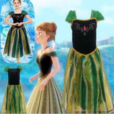 Anna In Frozen Cosplay Costume Halloween Fancy Dress Woman Princess Uniform PQAN009