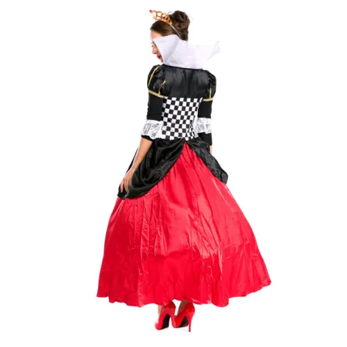 Red Heart Queen Costumes Carnival Cosplay Halloween Poker Fancy Dress PQRD003