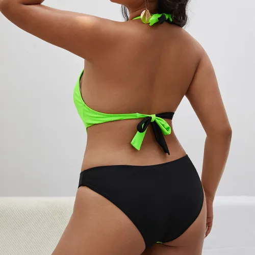 One-Piece Suits For Big Woman Plus Size Swimwear Halter Monokini Lady Bathing Suit PQBY328