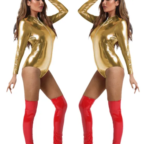 Sexy PVC Bodysuit For Catwoman Faux Leather Teddies Lingerie PQ532