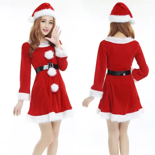 Woman Santa Cosplay Uniform Sexy Xmas Costume Christmas Fancy Dress PQ6969