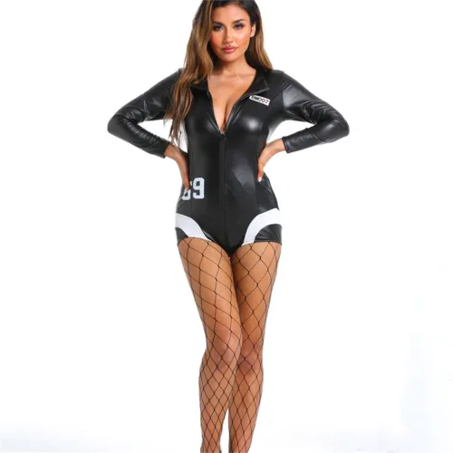 Sexy PU Bodysuit For Catwoman Faux Leather Teddies Lingerie PQ403