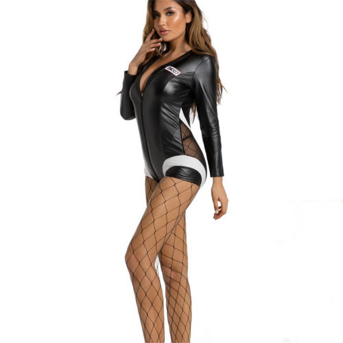 Sexy PU Bodysuit For Catwoman Faux Leather Teddies Lingerie PQ403