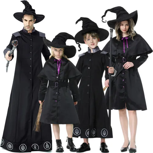 The Parent-child Attire Robe Sorcerer Wizard Stage Costumes Witch Fancy Dress Cosplay Uniform PQ19022