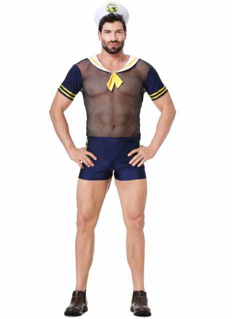Men Navy Cosplay Costume Halloween Naval Uniform Adult Carnival Sailor Outfit PQ82243