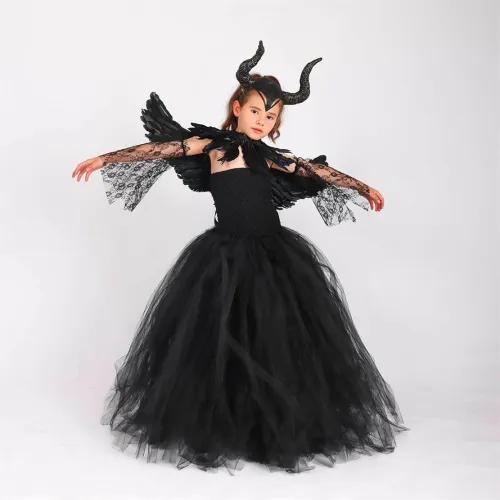 Child Witch Dress Cosplay Costume Girl Halloween Little Devil Fancy Dress PQ1003