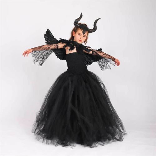 Child Witch Dress Cosplay Costume Girl Halloween Little Devil Fancy Dress PQ1003
