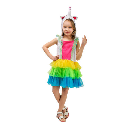 Girl Cosplay Rainbow Unicorn Costume Child Halloween COS Fancy Dress PQ17130A