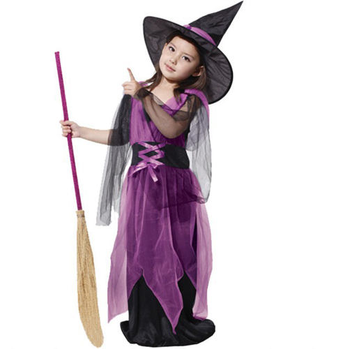 Children Witch Fancy Dress Girl Halloween Cosplay Costume PQ17130S