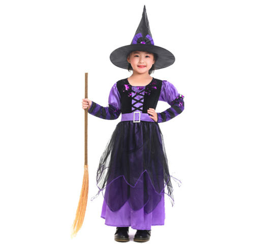 Child Halloween Witches Costume Girl Magic Cosplay Fancy Dress PQ17130P