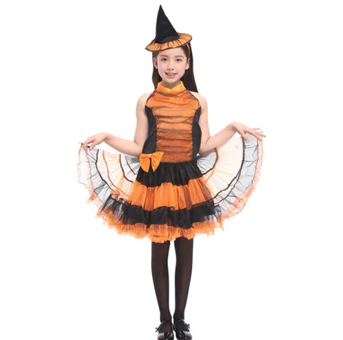 Girl Magic Cosplay Witch Costume Child Halloween Fancy Dress For Kid PQ17130E