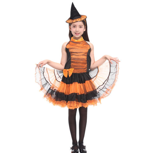 Girl Magic Cosplay Witch Costume Child Halloween Fancy Dress For Kid PQ17130E