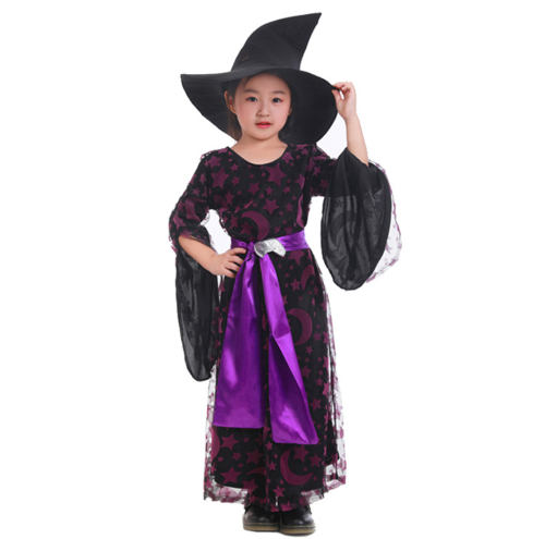Child Halloween Witch Costumes For Girl Stage COS Uniform Kids PQ17131B