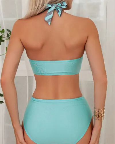 Sequin Striped Bikinis Sexy Swimming Costume High Waist Bathers Swimsuit PQ8474