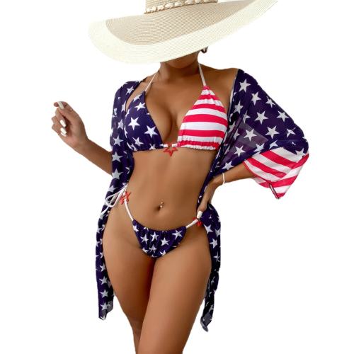 America Flag Bikinis with Smock US Flag Swimwear Female Swimming Costume PQ1766
