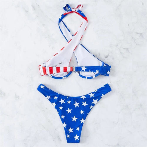 American Flag Swimming Costume Women US Flag Bikinis Set PQ22196