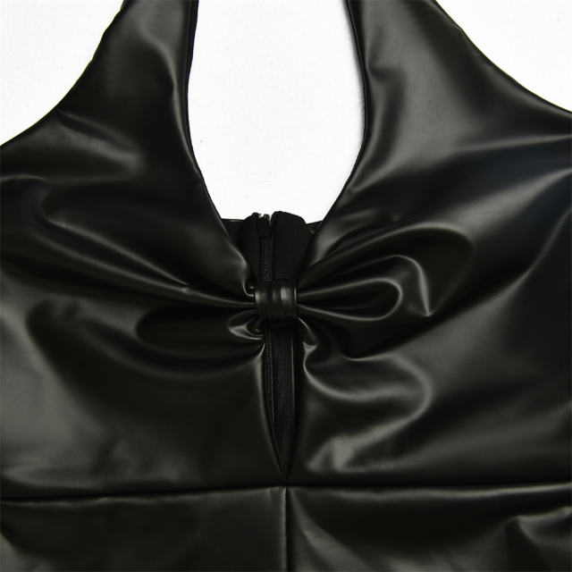Faux Leather Dress For Woman Sexy PU Dresses Fetish Wear PQ9097