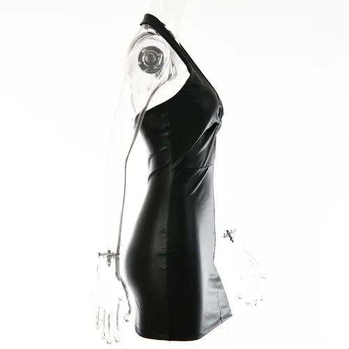 Faux Leather Dress For Woman Sexy PU Dresses Fetish Wear PQ9097