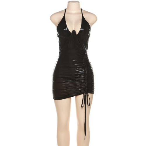 Patent Leather Sexy Dress For Woman Club Dresses Fetish Wear PQ5349