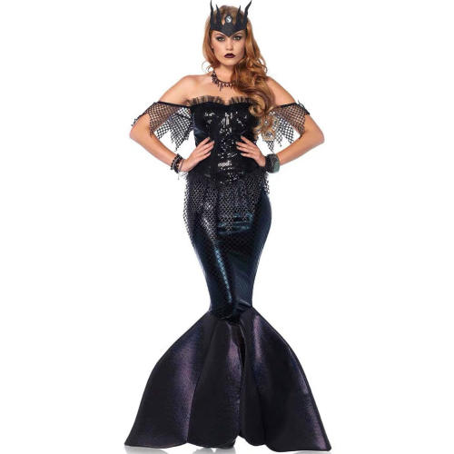 Halloween Mermaid Witch Costume Woman PVC Carnival Fancy Dress PQ9006