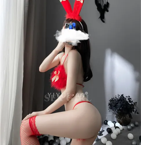 Christmas Bra Sets Women Valentine Sexy Fur Bunny Lingerie PQ30354