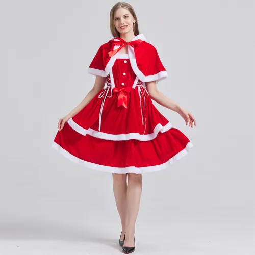 Plush Christmas Dress Women Sexy Fur Xmas Costume PQ1201