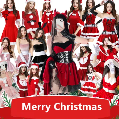 Wholesale Christmas Costume For Women Sexy Plush Xmas Fancy Dress PQ3243C
