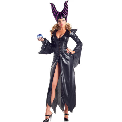 Faux Leather Maleficent Costume Vampires Fancy Dress Stage Cosplay Uniform PQ9068