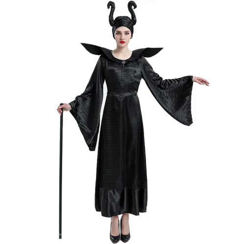 Maleficent Costume For Woman Black Queen Cosplay Halloween Stage Uniform PQ89264