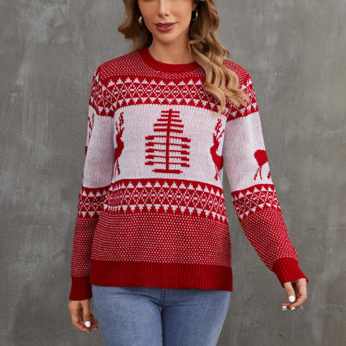 Christmas Tree Sweaters Women Long Sleeve Santa Winter T-shirt Xmas Tops PQC041B