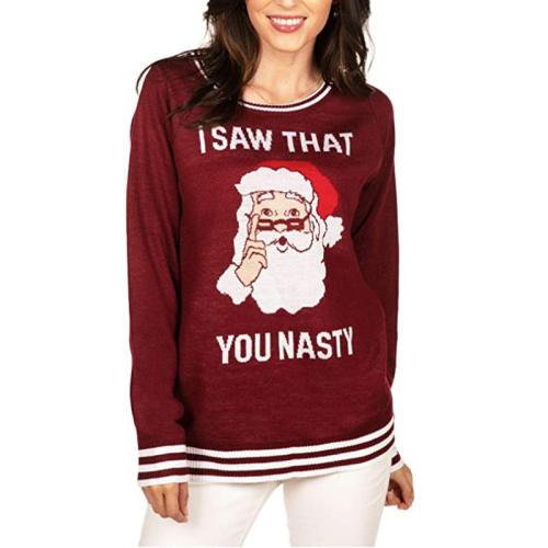 Christmas Snowman Knitwear Women Santa Claus Sweaters Xmas Tops PQZH04H