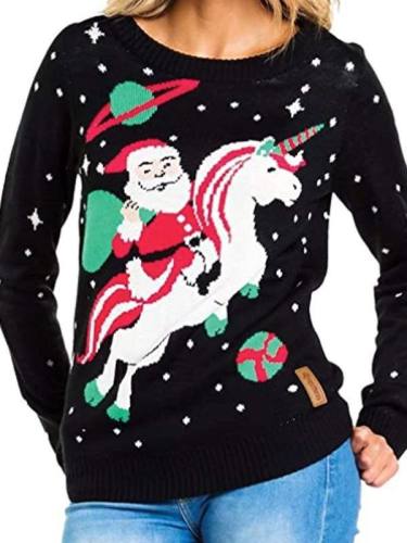 Christmas Snowman Sweaters Women Santa Claus Knitwear Xmas Tops PQZH04K