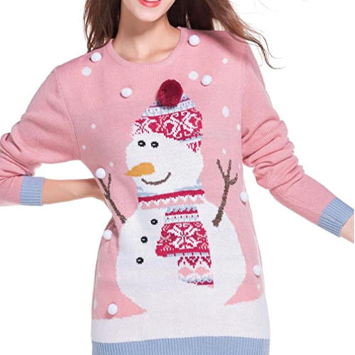Christmas Snowman Sweaters Women Santa Claus Knitwear Xmas Tops PQZH04K