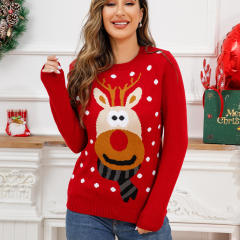 Women Moose Sweaters Christmas Elk Knitwear Xmas Winter Tops PQZH04L