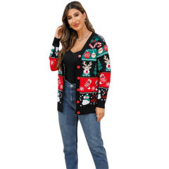Christmas Elk Knitwear Women Long Sleeve Moose Sweaters Xmas Tops PQC040