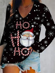 Christmas Tree Knitwear Women Santa Claus T-shirt Xmas Snowman Tops PQ1704