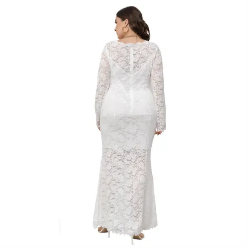 Sexy Plus Size Lace Dress For Women Elegant Evening Dresses PQ0208