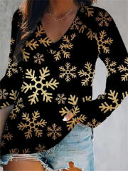 Christmas Tree Knitwear Women Santa Claus T-shirt Xmas Snowman Tops PQ1704