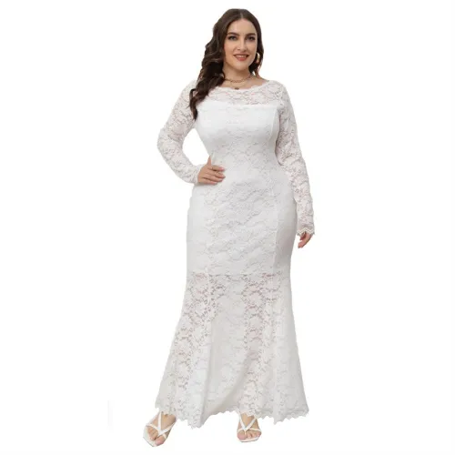 Sexy Plus Size Lace Dress For Women Elegant Evening Dresses PQ0208