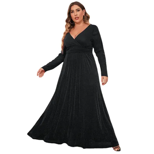 Plus Size Casual Dress For Women Elegant Mesh Evening Dresses PQ0215
